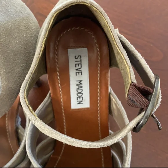 STEVE MADDEN * Leola taupe leather sandals SIZE 7 - Picture 9 of 14